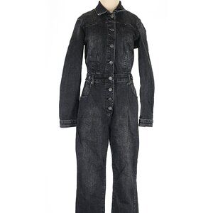 Free People CRVY Scandalous Black Denim Jumpsuit Coveralls Size 0